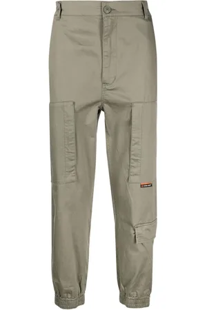 Izzue Logo-patch cotton tapered trousers