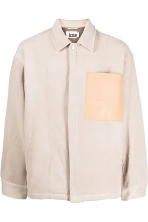 Izzue Logo-debossed velvet-effect shirt jacket