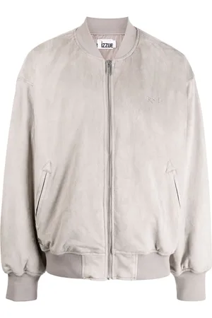 Izzue Text-embroidered velvet-finish bomber jacket