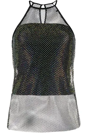 Patrizia Pepe Crystal-embellished halterneck tank top