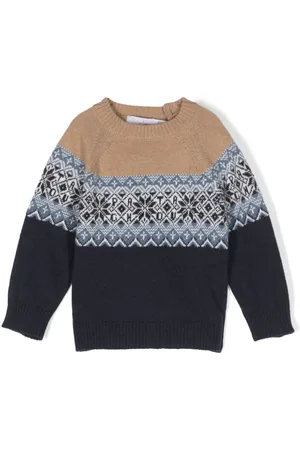 PATACHOU Patterned intarsia knit crew-neck jumper