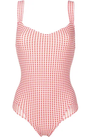 AMIR SLAMA Gingham-check pattern swimsuit
