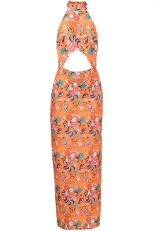 AMIR SLAMA Graphic-print halterneck maxi dress