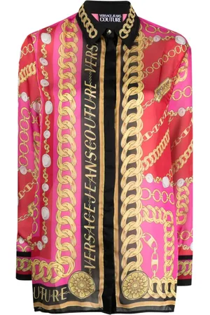 VERSACE Colour-block chain-link print shirt