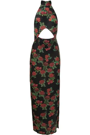 AMIR SLAMA Cut-out floral-pattern maxi dress