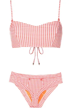 AMIR SLAMA X Cesca Civita check-print bikini