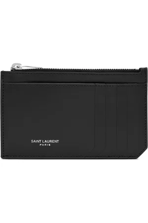 Cassandre YSL Fragments Lizard-Embossed Leather Zip Card Holder