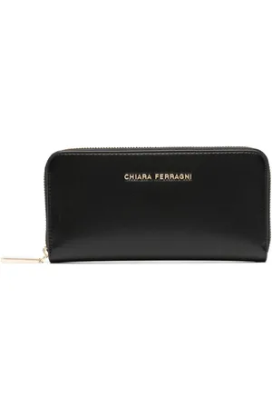 Chiara Ferragni Eyelike-plaque Crocodile-Embossed Wallet - Black