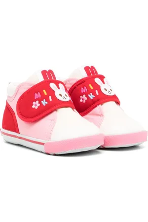 Miki House Embroidered-logo touch-strap sneakers