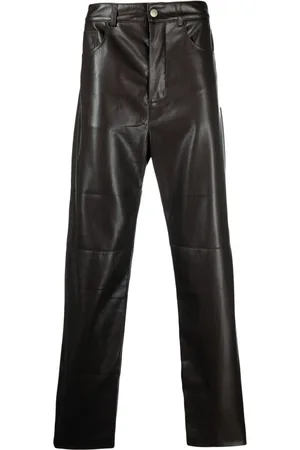 Men's Leather Trousers Loose Oversized Elastic Waist Waterproof Work Trousers  Faux Leather Trousers (Color : Black, Size : Medium) : Amazon.de: Fashion