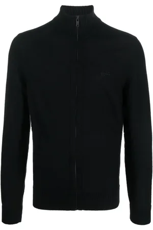 HUGO BOSS Logo-embroidered zip-up cardigan