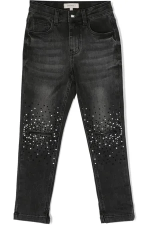 Twin-Set Crystal-embellished tapered-leg jeans