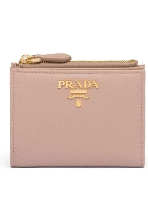 Prada Pink Saffiano Lux Leather Metal Bar Flap Continental Wallet