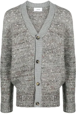 LARDINI Mélange ribbed-trim cardigan