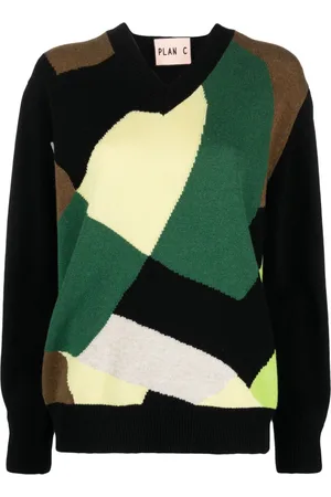 Plan C Colour-block scarf jumper