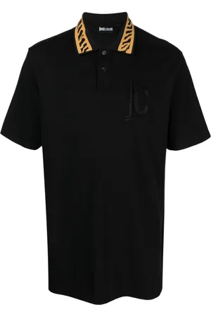 Roberto Cavalli Chenille logo-patch cotton polo shirt