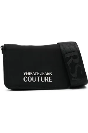 logo-plaque faux-leather clutch bag | Versace Jeans Couture 