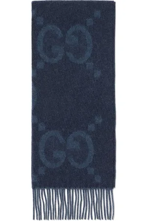 Gucci Men's Fringed Logo-Jacquard Wool Scarf