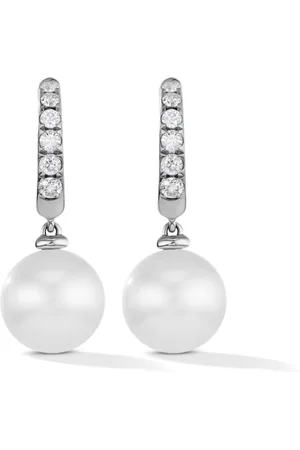 David Yurman Sterling pearl and diamond drop earrings (15.6mm)