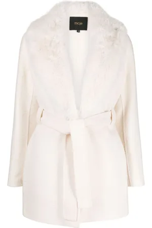 Maje Belted faux-fur coat