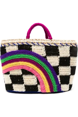 ERES Medium Damier straw tote bag