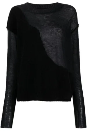 ISABEL BENENATO Crew-neck panelled fine-ribbed jumper