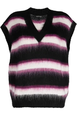 tout a coup Striped brushed-effect V-neck vest