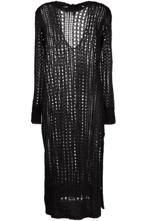 Ganni Open-knit mohair-blend dress