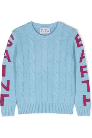 MC2 SAINT BARTH Logo intarsia-knit cable-knit jumper