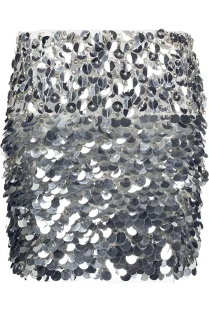 Silver iridescent sequin shop twist front skirt