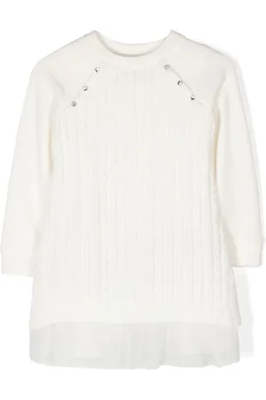 Lapin House Cable-knite tulle-detail dress