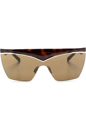 Saint Laurent Tortoiseshell shield-frame sunglasses