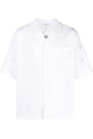 Marine Serre Crescent Moon-embroidered cotton shirt