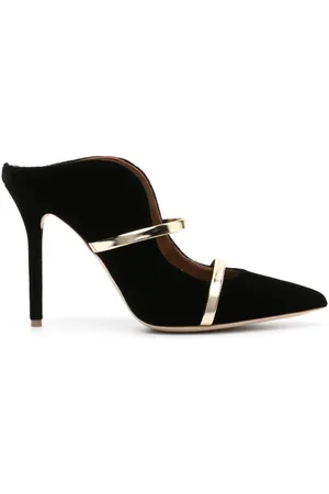 Maureen 100mm Black & Gold Satin Stiletto Heels