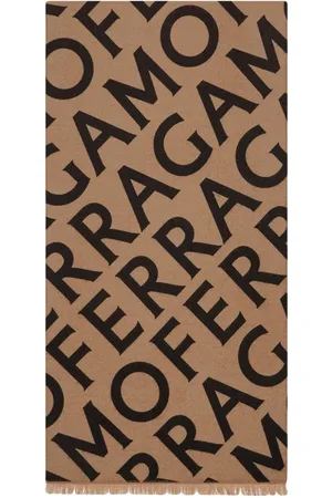Salvatore Ferragamo Logo intarsia-knit fringed scarf