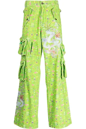 ERL Graphic-print corduroy cargo trousers