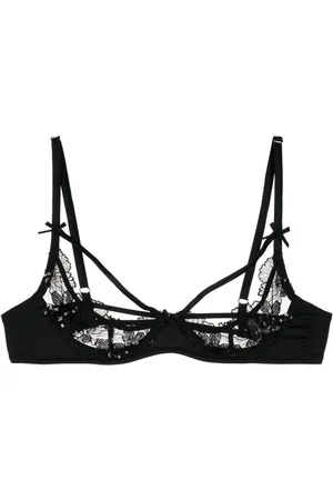 FLEUR DU MAL Sequin Violet floral-lace ouvert bra