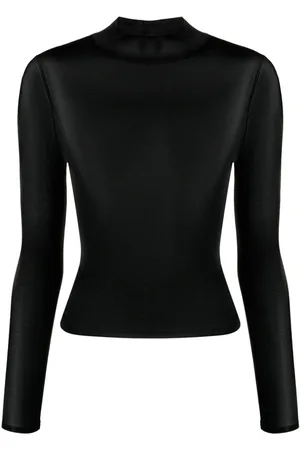 Courrèges Logo-embroidered semi-sheer top
