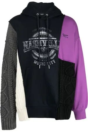 FIVE CM Patchwork drawstring hoodie