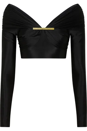 Paco rabanne Glossy-finish long-sleeved cropped top