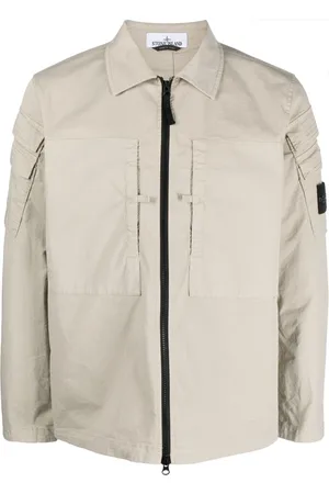 Stone Island Compass-patch zip-up shirt jacket