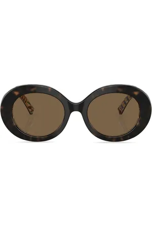 Dolce & Gabbana Carretto-print round-frame sunglasses