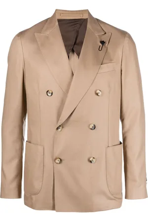 LARDINI Double-breasted satin-finish blazer