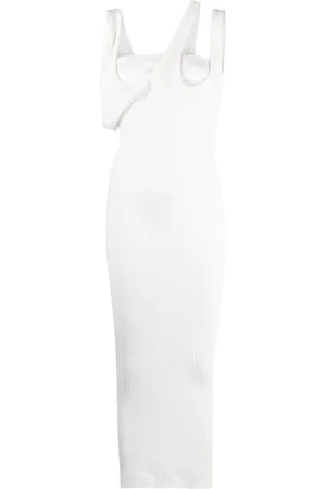 The Attico Asymmetric-neckline ribbed dress