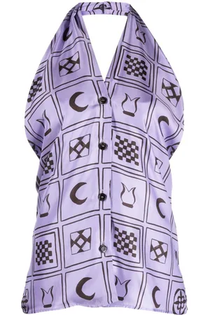 Nanushka Elima Totem-print halterneck top