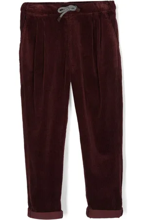 Reddish brown corduroy flat-front limited-edition Chino Pants | Sumissura