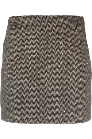 Twin-Set Sequin-embellished herringbone miniskirt