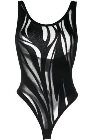 MUGLER Sheer-pattern mesh bodysuit