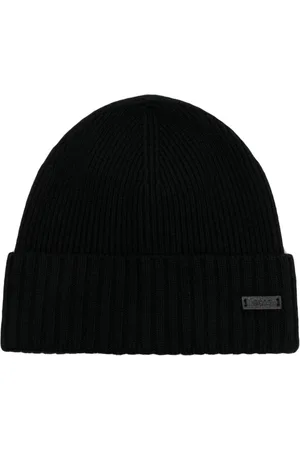 HUGO BOSS Logo-patch virgin wool beanie