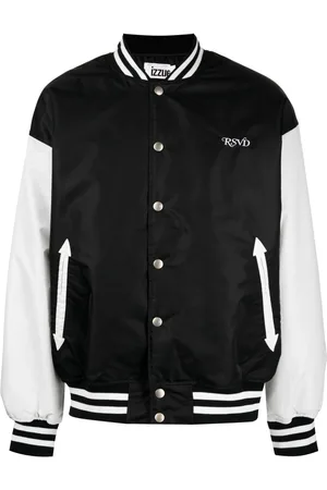 Izzue Text-embroidered two-tone design bomber jacket